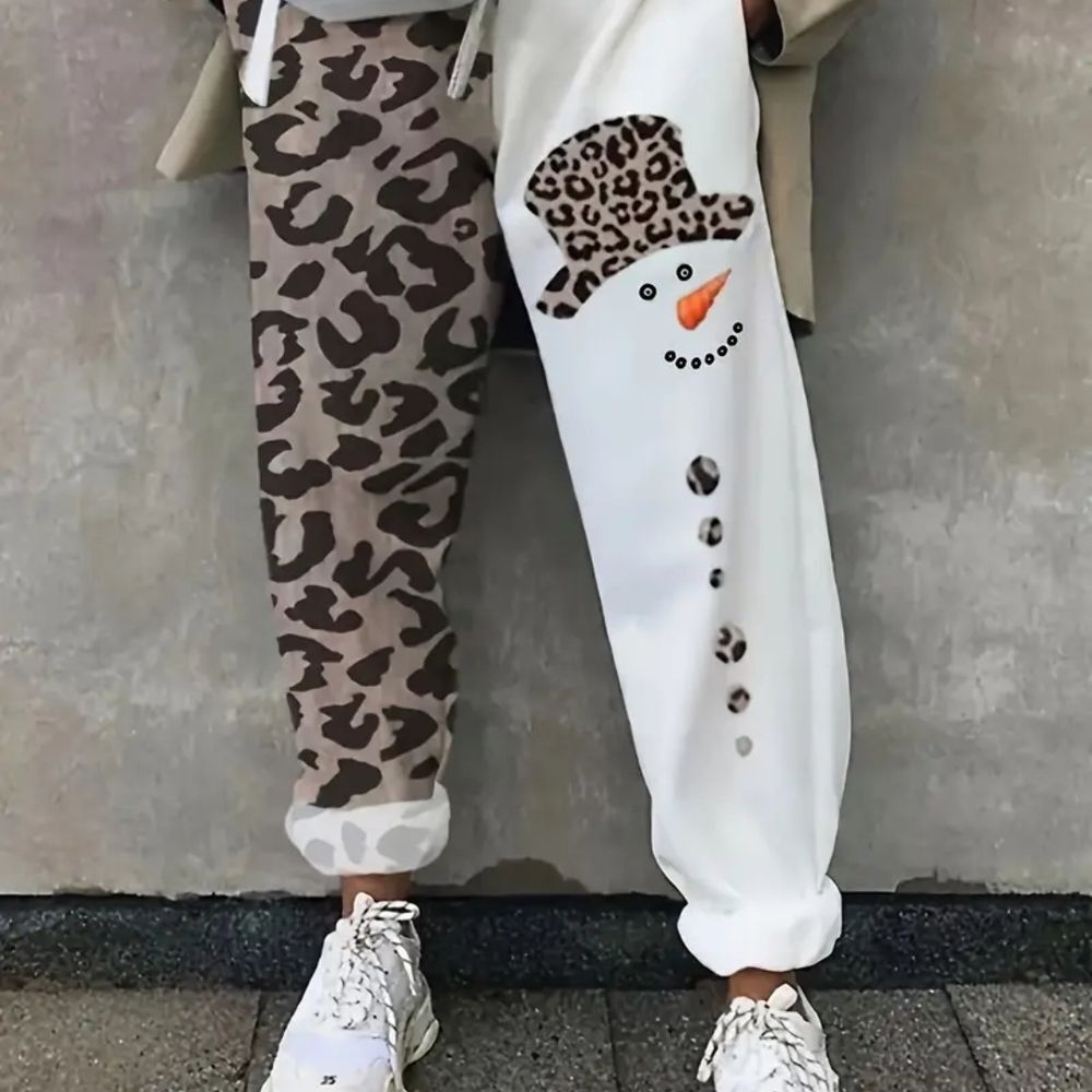 Leopard and Snowman Print Joggers
